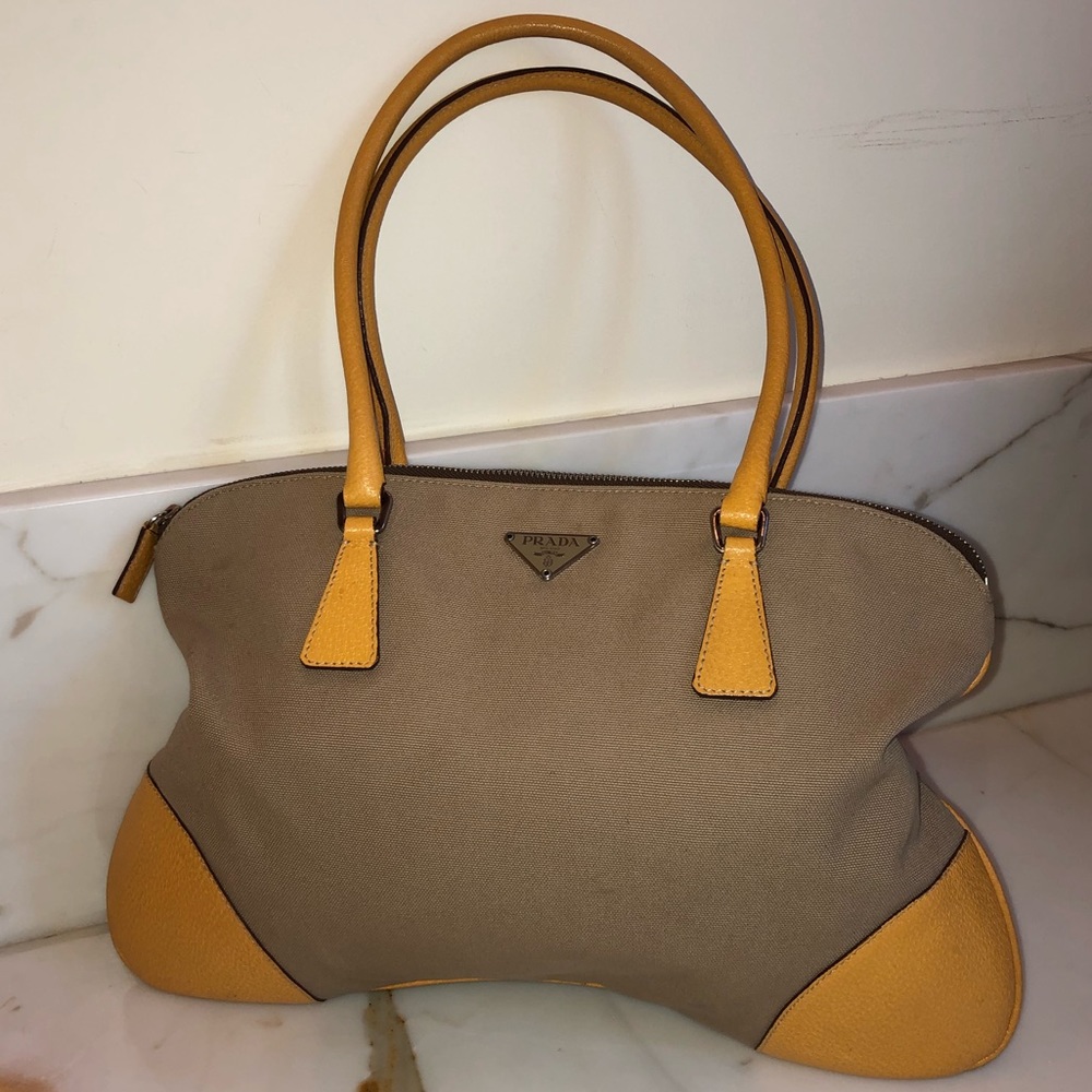 Canvas and Leather Prada Shoulder Bag - Picture 2 of 8
